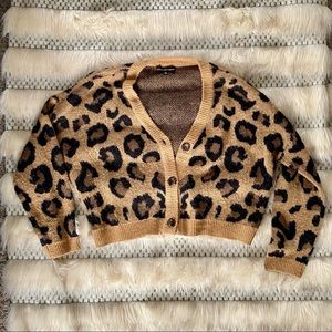 Almost Famous Cropped Cheetah Sweater